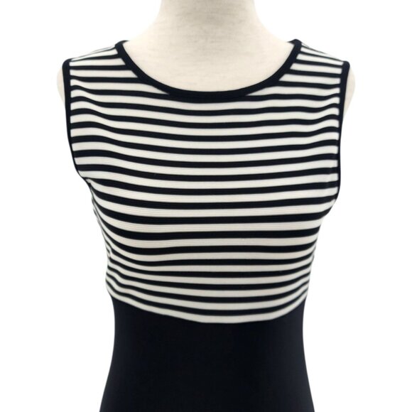 Vintage City Triangles Womens Small Dress Mini Stripe Black White Nineties Party - Picture 2 of 8